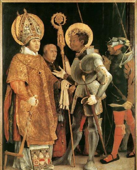 Matthias  Grunewald Meeting of St Erasm and St Maurice oil painting image